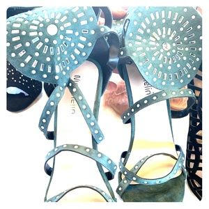 Green Swade Design W/rinestones High Heels